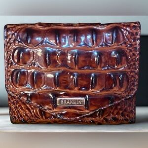 Brahmin Pecan Melbourne Croc Embossed Leather Wallet